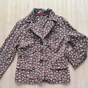 SO Corduroy Soreal Y2k Floral Stretch 3/4 Sleeve Pockets Tailored Blazer Jacket